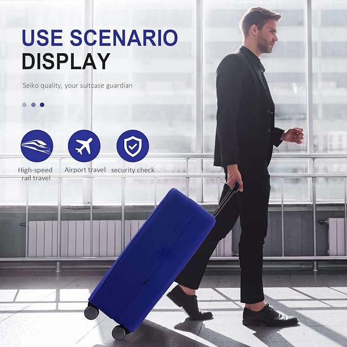 Travel Luggage Cover Suitcase Protector Scratch-Resistant Fit 19-31 Inch Suitcase, Not Included Suitcase (Blue, 2XL(30-31 inch))