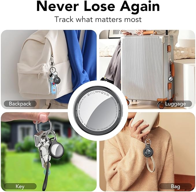 2025 New [Apple MFi Certified] (iOS Only) Air Tracker Tag-1 Pack, Bluetooth Tracker for Apple Find My, Replaceable Battery, Key Finder and Item Locator Smart Tag for Keys, Bags, Luggage, Pets, (Black)