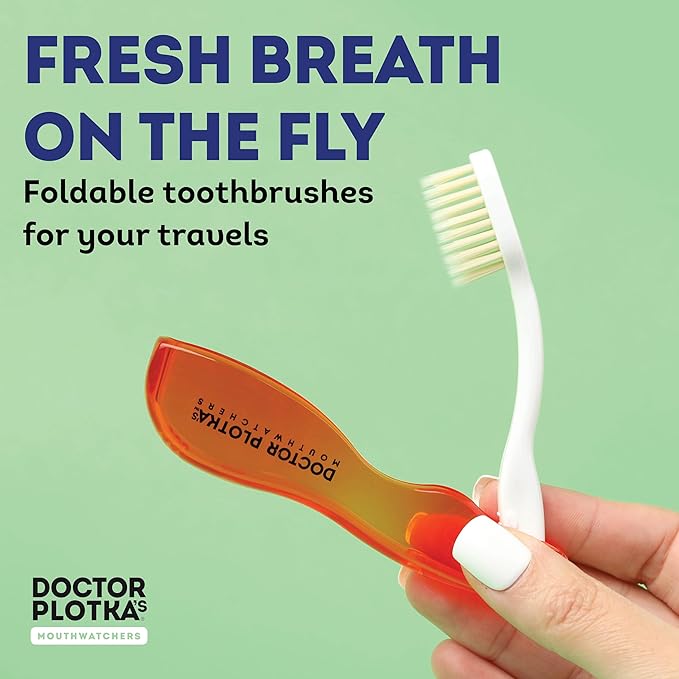 MOUTHWATCHERS Soft Flossing Folding Travel Toothbrush, Blue, Ultra Clean, Good for Sensitive Teeth and Gums, by Dr. Plotka's