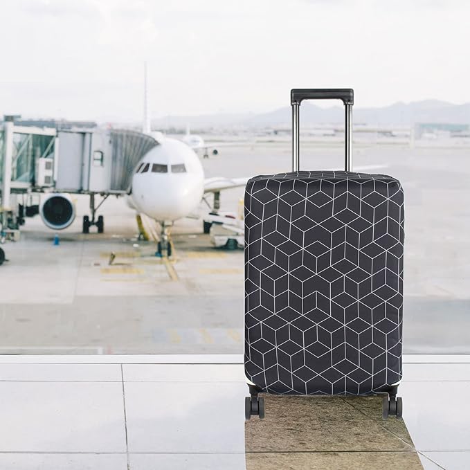 HYPER VENTURE Washable Luggage Cover - Fashion Suitcase Protector Fits 27-30 Inch Luggage (Black Maze, L)