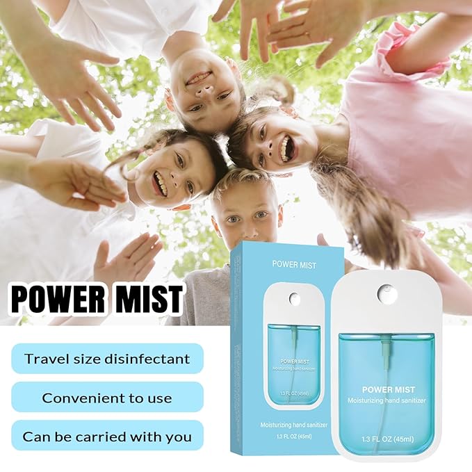 Power Mist Hydrating Hand Sanitizer Spray, Portable Travel-Size Hand Sanitizer Spray, 500-Sprays Each，Suitable for Both Adults and Children (Citrus)