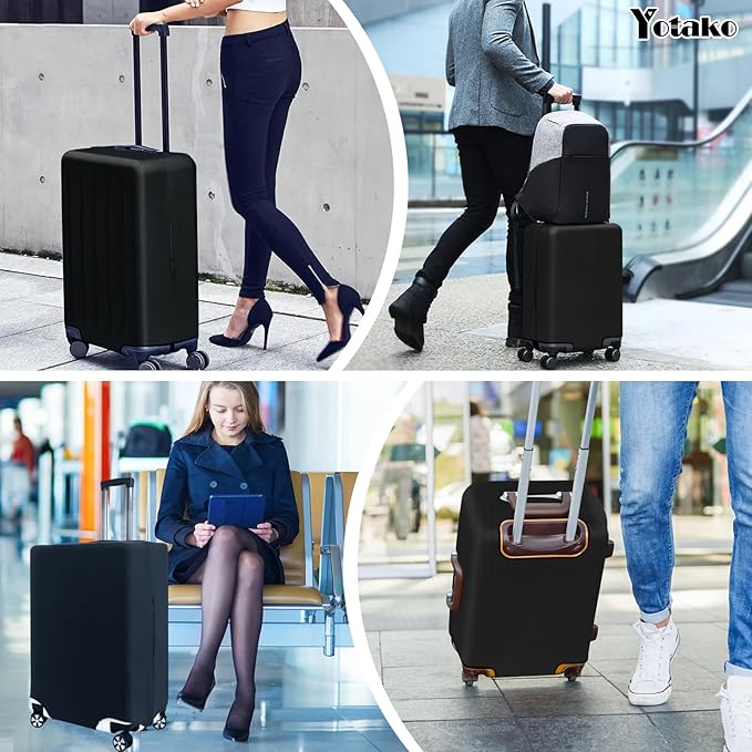 Yotako Luggage Cover,Thicker Luggage Protector Elastic Suitcase Cover Protector, Travel Anti Scratch Fits 18-32 Inch Suitcase Travel Accessories (28", Black)
