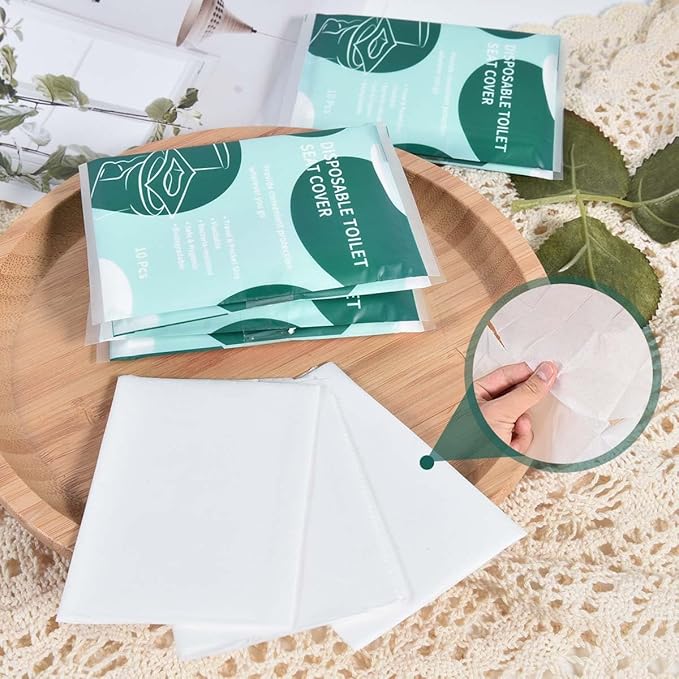 120 Pcs Disposable Flushable Paper Toilet Seat Covers Travel Supplies Essentials for Airplane, Public Restrooms, Bathroom, Hotels, Camping, Kids or Adults