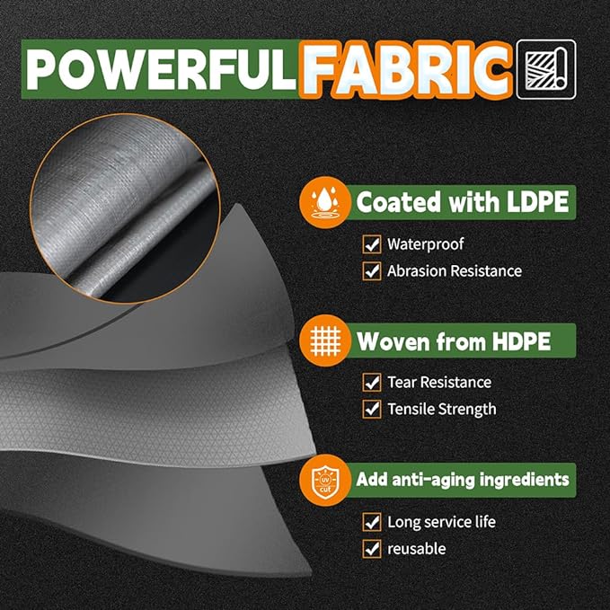 Tarps Heavy Duty Waterproof 5x7 Feet (3 Pack), 10Mil Multipurpose Small Tarp Cover with Metal Grommets and Reinforced Edges, Silver/Brown Tarp by RAINDEWAY