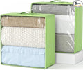Clothes Storage Bags, Foldable Thick Fabric Blanket Storage Bags, Large Clear Window & Carry Handles, Great for Clothes, Blankets, Closets, Pillows, Toys (Green, Extra-2Pack)