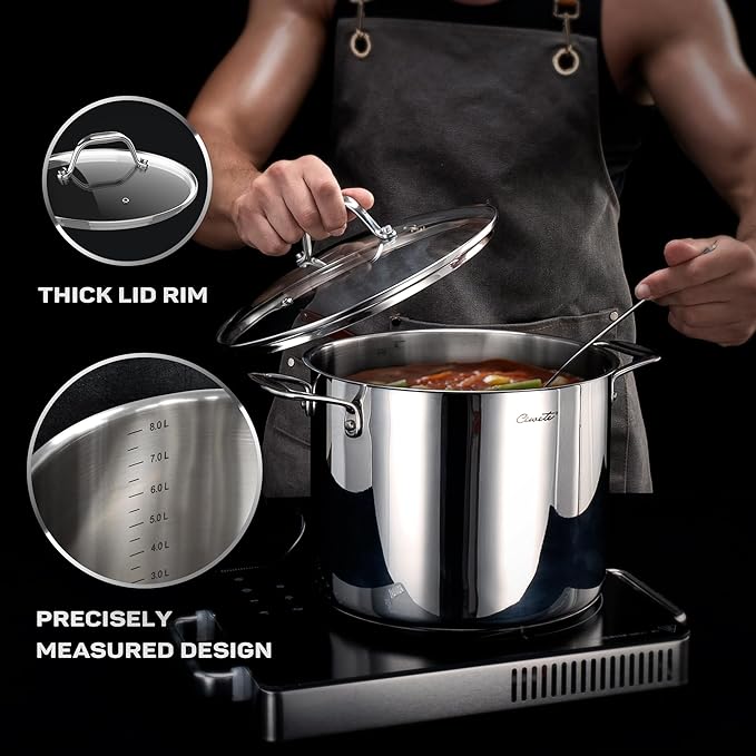 Tri-Ply Stainless Steel Pots and Pans Set 11-PC, 18/10 Stainless Steel Induction Cookware Set with Steamer Insert, Kitchen Cookware Sets with Stay Cool Ergonomic Handles, Dishwasher, Oven Safe