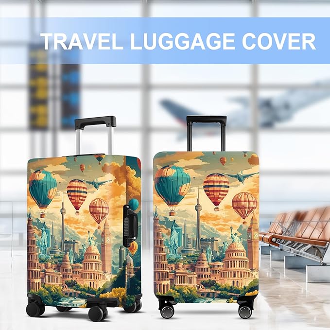 Luggage Cover Washable Suitcase Protector Anti-scratch Suitcase cover Fits 20-34 Inch Luggage (Balloon, S(20-22inch suitcase))