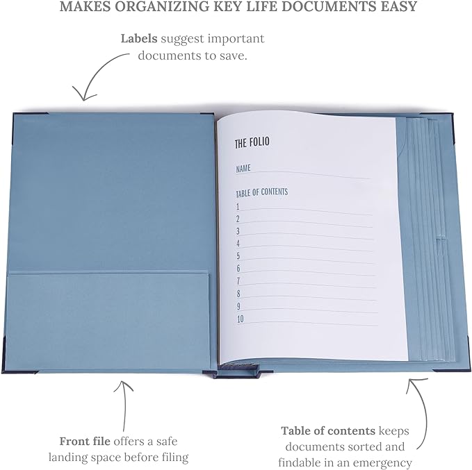 Savor | 2025 Edition The Folio™ Document Organizer | Custom Dyed Cloth-Bound Expanding File for Important Papers, Passports, Birth Certificates & More | Ideal for Home Organization & Graduation Gift