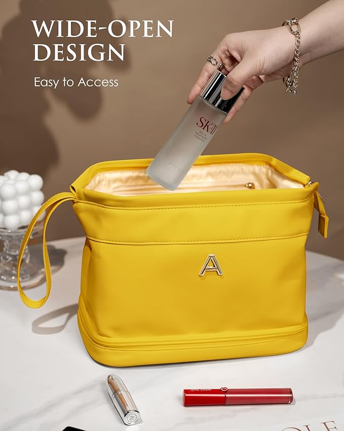 Birthday Gifts for 11 12 13 14 15 16 Year Old Girls, Initial Makeup Bag, Travel Gifts, Personalized Bags, Waterproof Double Layer Cosmetic Bag, Makeup Bags Travel Toiletry Bag, Friend Gifts