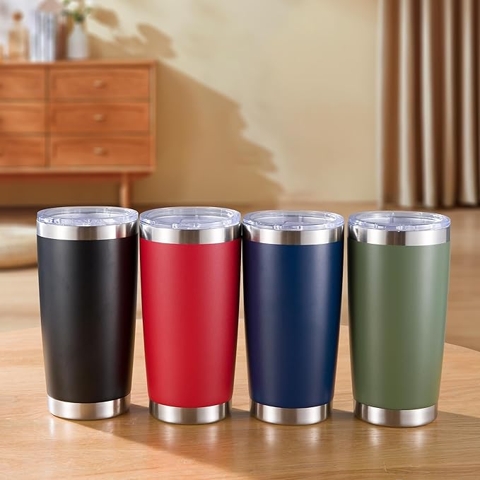 20 oz Tumblers Bulk Stainless Steel Tumbler with Lid Double Wall Vacuum Insulated Coffee Mug 20oz Powder Coated Cup for Hot and Cold Drinks, Navy, 12 pack
