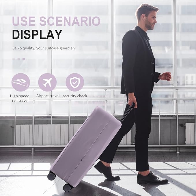 Travel Luggage Cover Suitcase Protector Scratch-Resistant Fit 19-31 Inch Suitcase, Not Included Suitcase (Lavender Purple, XL(28-29 inch))