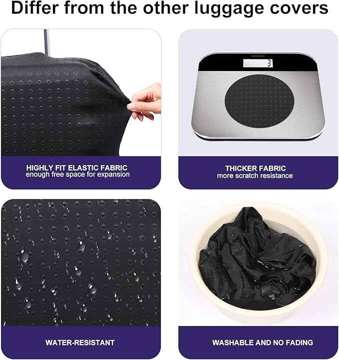 7-mi Water Resistant Print Trolley Case, Black, Size L: Fit 28-30 Inch Luggage