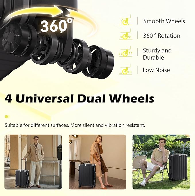 Krute Aluminum Frame Luggage 28 inch Zipperles Suitcase With Spinner Wheels USB Charger Hardside PC Large Luggages Checked Suitcases with TSA Lock (1 Piece)