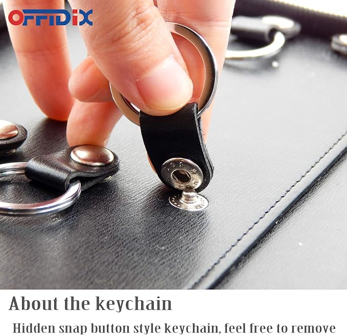 OFFIDIX Large Zippered Key Case,Leather Portable Key Cabinet, 40 Key Hooks Key Organizer,Manager & Landlord Key Holder,Suitable for Real Estate Sales,Hotel Executives, Car Service