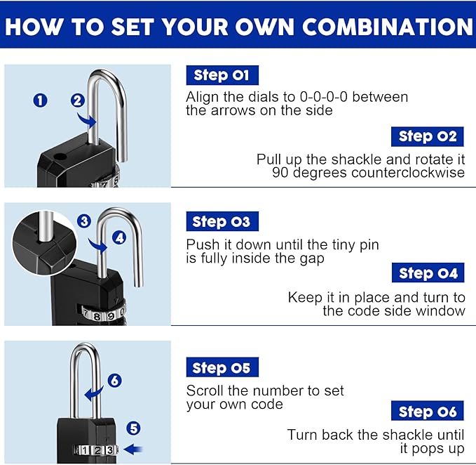 Chumia 50 Pack 3 Digit Combination Lock Small Combo Locks Waterproof Luggage Number Padlock for Backpack Suitcases Traveling Toolbox School Gym Employee Locker