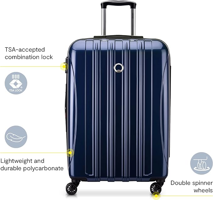 DELSEY PARIS Helium Aero Hardside Expandable Luggage with Spinner Wheels, Blue Cobalt, Checked-Medium 24 Inch