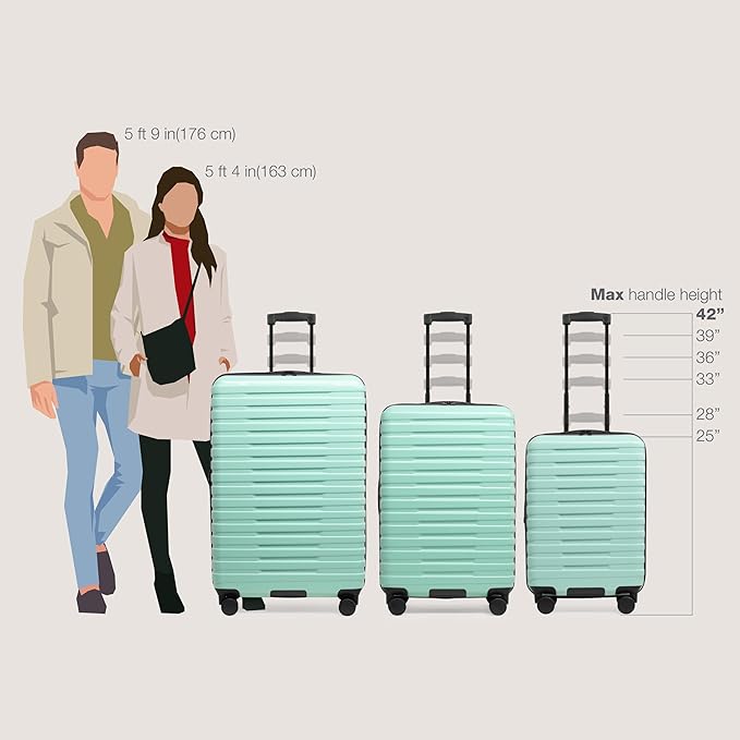 U.S. Traveler Boren Polycarbonate Hardside Rugged Travel Suitcase Luggage with 8 Spinner Wheels, Aluminum Handle, Mint, Checked-Medium 26-Inch