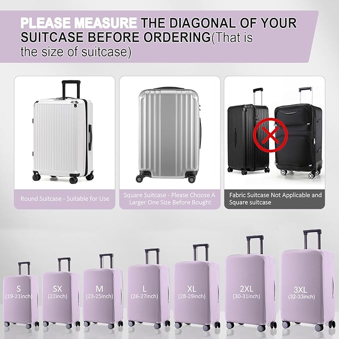 Travel Luggage Cover - Scratch-Resistant Fit 19-33 inch Suitcase Protector (Lavender Purple, 3XL)