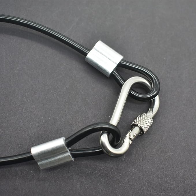 10 Pcs 5mm Wire 12 inch Vinyl Coated Stainless Steel Cable with Loops Short Wire Rope Lanyard Lock Security Chain Link for Outdoor Gates, Black(5mm x 12 inch)