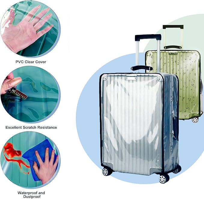 3 PCS Luggage Covers for Suitcase TSA Approved,20/24/28 Inch Transparent Luggage Protector 1.5mm Thickness Suitcase Protector Cover TAS Approved Suitable for Long Travel Accessories