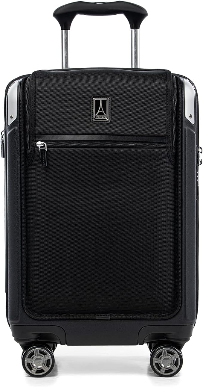 Travelpro Platinum Elite Hardside Expandable Carry on Luggage, 8 Wheel Spinner, TSA Lock, Hard Shell Polycarbonate Suitcase, Shadow Black, Compact Carry on Laptop Pocket 20-Inch