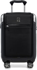 Travelpro Platinum Elite Hardside Expandable Carry on Luggage, 8 Wheel Spinner, TSA Lock, Hard Shell Polycarbonate Suitcase, Shadow Black, Compact Carry on Laptop Pocket 20-Inch