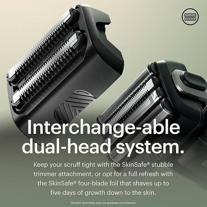 MANSCAPED® The Chairman™ PRO Men’s Replacement Stubble Trimmer Blade - SkinSafe® Stainless Steel Trimmer Blade for Face Shaver, with 2 Length-Setting Combs, Magnetic Blade Head Attachment (1-Pack)