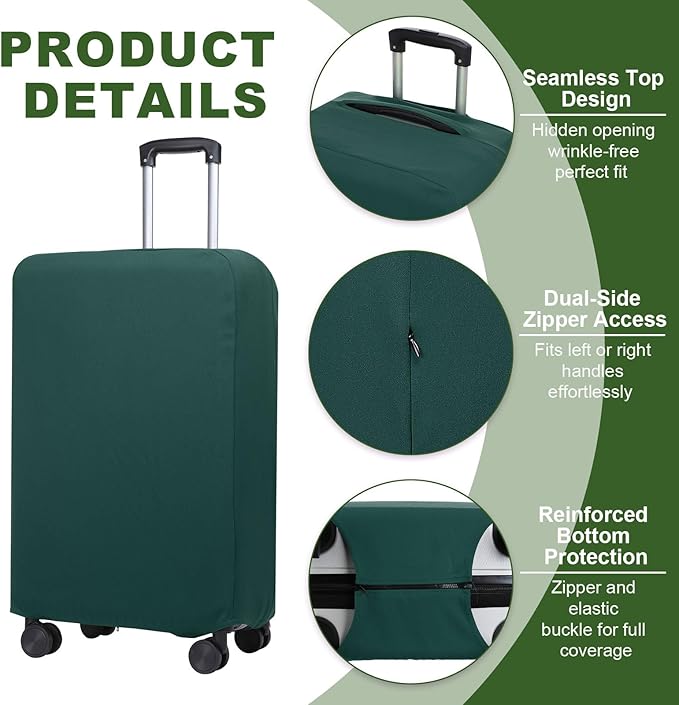 PATIKIL Luggage Cover, Suitcases Covers Elastic Carry on Cover Protector Washable Scratch-Resistant Fits 28-29 Inch Luggage for Travel Business Trips, Dark Green