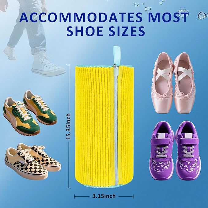 Shoe Washing Machine Bag Reusable Shoe Cleaning Bag for All Types Laundry Shoe Bag for Washer and Dryer (Yellow 2pcs)