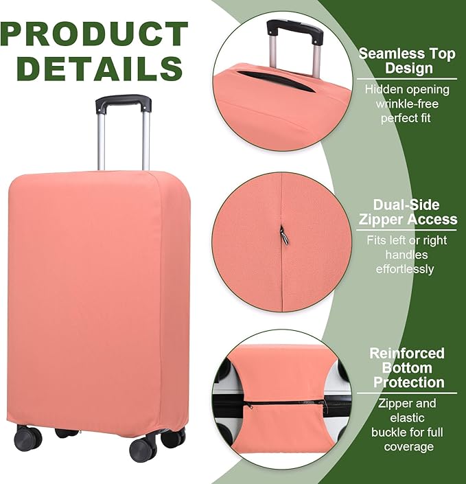 PATIKIL Luggage Cover, Suitcases Covers Elastic Carry on Cover Protector Washable Scratch-Resistant Fits 24-25 Inch Luggage for Travel Business Trips, Pink