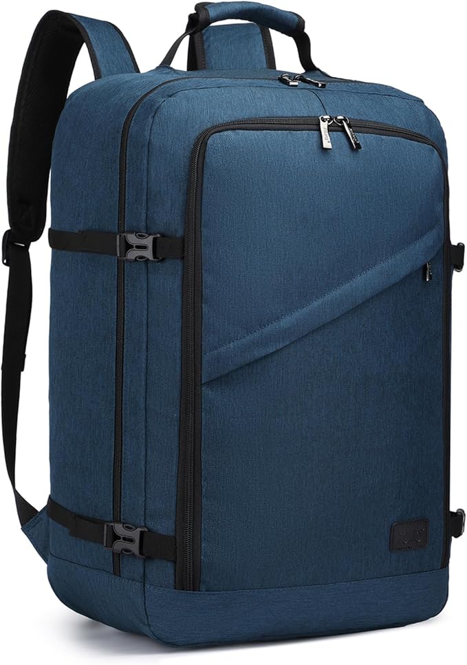Kono Carry on Backpack, 22" Airplane Approved Travel Backpack for Men and Women, Waterproof Lightweight Daypack for Flight 40L (Navy, Large)