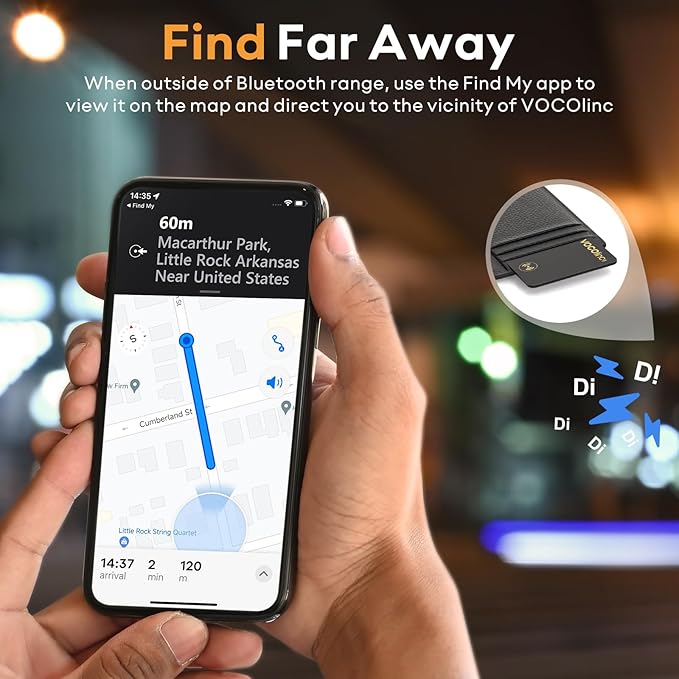 [Apple MFi Certified] VOCOlinc Air Card Tag Wallet Tracker Ultra-Thin 1.6mm, Smart Item Finder Work with Apple Find My APP (iOS Only, Android not Supported), Locator for Luggage Suitcase, Bag,Backpack