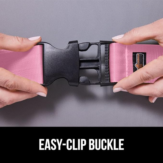 GORILLA GRIP Heavy Duty 8 Pack Adjustable Luggage Straps for Suitcases, Easy to Identify Travel Belt Connector Holds Suitcase Together, Extends Life of Bag, Strap Connects Two Bags, Accessories Pink