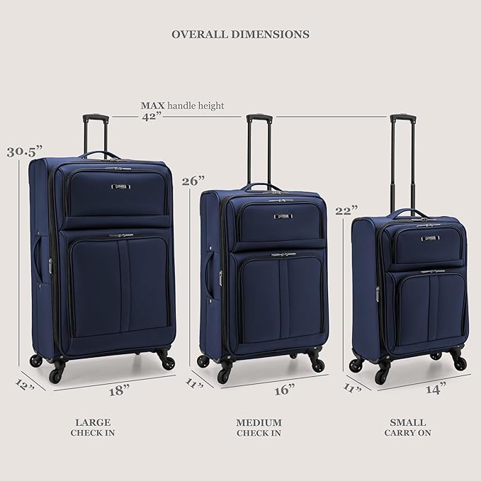 U.S. Traveler Anzio Softside Expandable Spinner Luggage, Teal, 2-Piece Set (22/30)