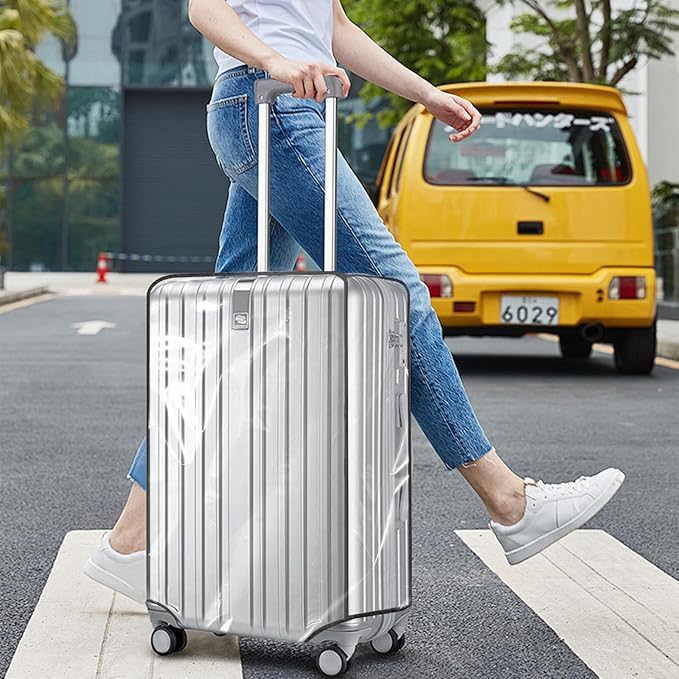 Clear PVC Luggage Cover, Waterproof Dustproof Anti-Scratch Suitcase Protector, Fits Wheeled Suitcases 18" 22" 24" 26" 28" 30" - Thicken Baggage Cover Case（28“）