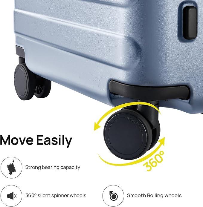 Carry on Luggage 22 X 14 X 9 Airline Approved, 20 Inch Luggage for 3-5 Days Travel, Double Spinner Wheels, 100% Hardshell PC, TSA Lock (03-Shadow (Basic), Set 2PCS (20-Inch/28-Inch))