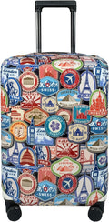 Explore Land Travel Luggage Cover Suitcase Protector Fits 27-30 Inch Case (Landmark Sticker, L)