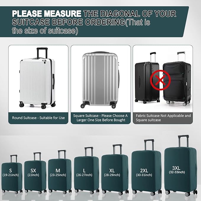 Travel Luggage Cover Suitcase Protector Scratch-Resistant Fit 19-31 Inch Suitcase, Not Included Suitcase (Avocado Green, XL(28-29 inch))