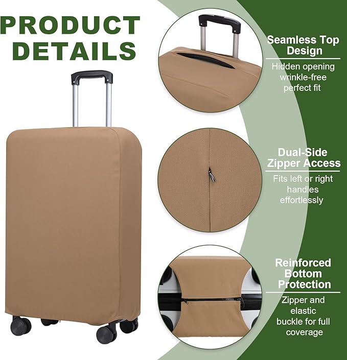 PATIKIL Luggage Cover, Suitcases Covers Elastic Carry on Cover Protector Washable Scratch-Resistant Fits 28-29 Inch Luggage for Travel Business Trips, Khaki
