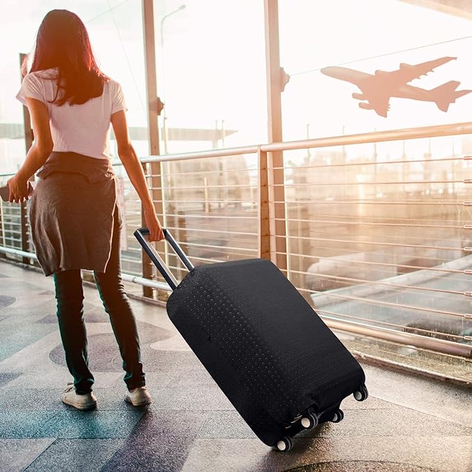 7-mi Water Resistant Print Trolley Case, Black, Size L: Fit 28-30 Inch Luggage