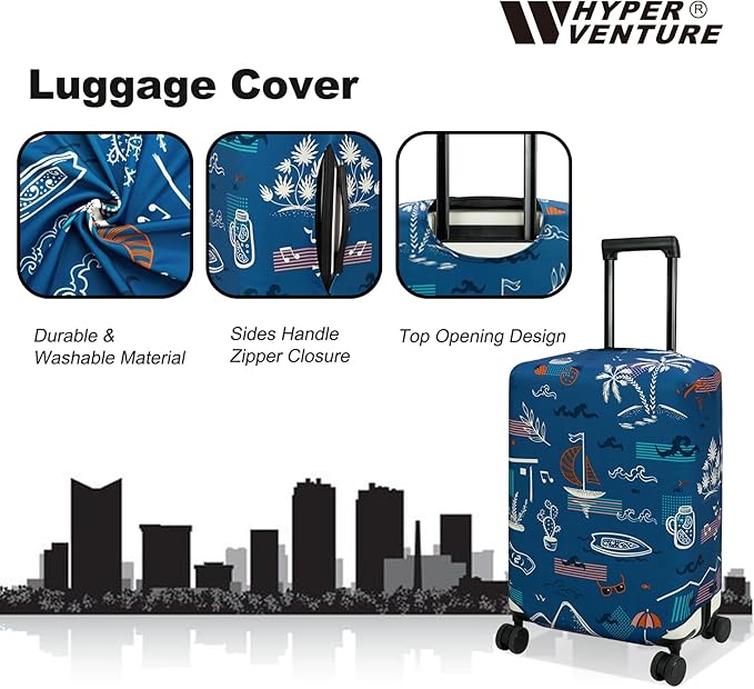 HYPER VENTURE Washable Luggage Cover - Fashion Suitcase Protector Fits 31-32 Inch Luggage (Hawaii Beach, XL)