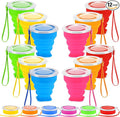 12 Pcs Silicone Collapsible Cup 7.04 oz Folding Camping Travel Collapsible Coffee Cup Portable Reusable Expandable Drinking with Lids for Outdoor Hiking