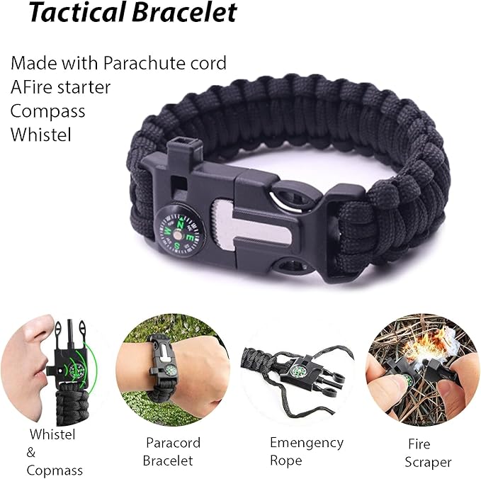 Survival Kit - All-in-One Survival Gear and Supplies for Camping, Hiking, Hunting, and Car Emergencies - Essential Tools, Great Gift for Men, Fathers, Boyfriends, Boys, Dads and Scouts