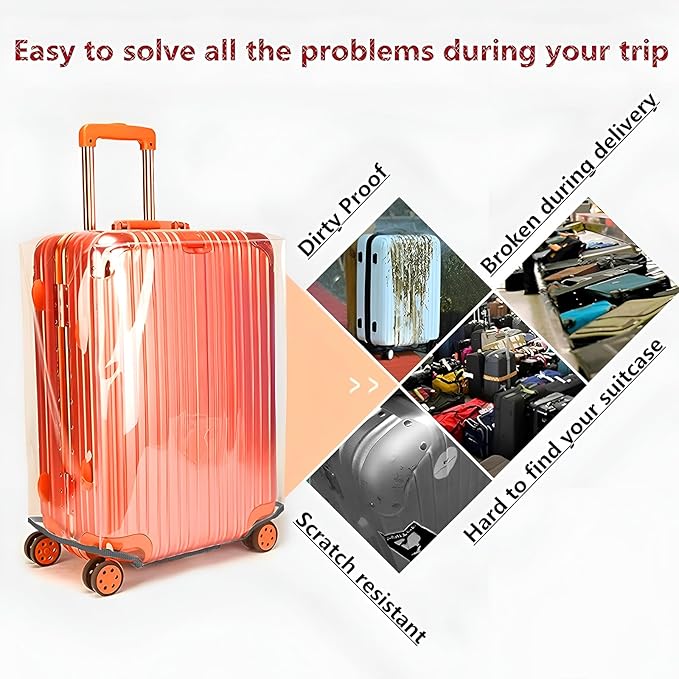 24 Inch Luggage Covers for Suitcase TSA Approved,Carry On Luggage Cover Protector Suitable 24-25 inch Full Clear 3mm Thickness Protector PVC Clear Suitable for Long Travel Accessories