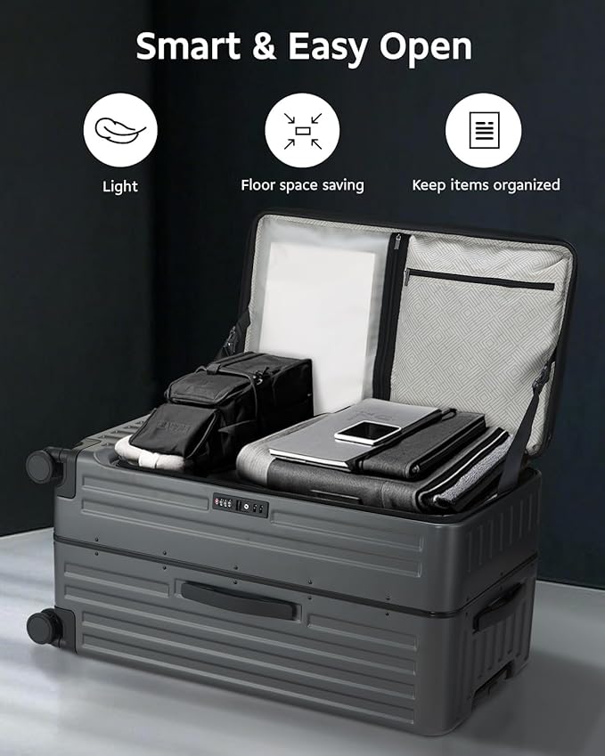 Luggage Sets 2 Pieces, 20 Inch Carry On Luggage and 29 Inch Checked Luggage with Spinner Wheels, Lightweight ABS+PC Hardshell Trunk Suitcases with Aluminum Frame, Top Opening (Grey, 20/29)