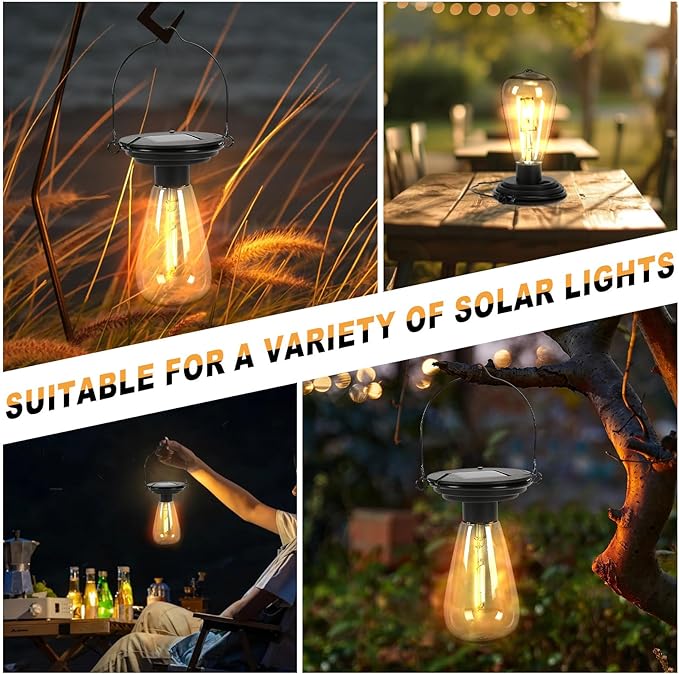 Replacement Solar Light Tops-Solar Light Bulbs for Outside-Solar Lanterns Outdoor Waterproof 2 Pack,One Thing, Three Uses, Multifunctional Size Conversion Or Personalized Hanging