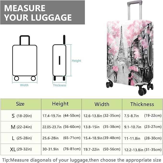 Travel Luggage Cover Suitcase Protector Fits 18-32 Inch Wheel Covers PatternedTravel Related Items Flower Luggage Protector Elastic L
