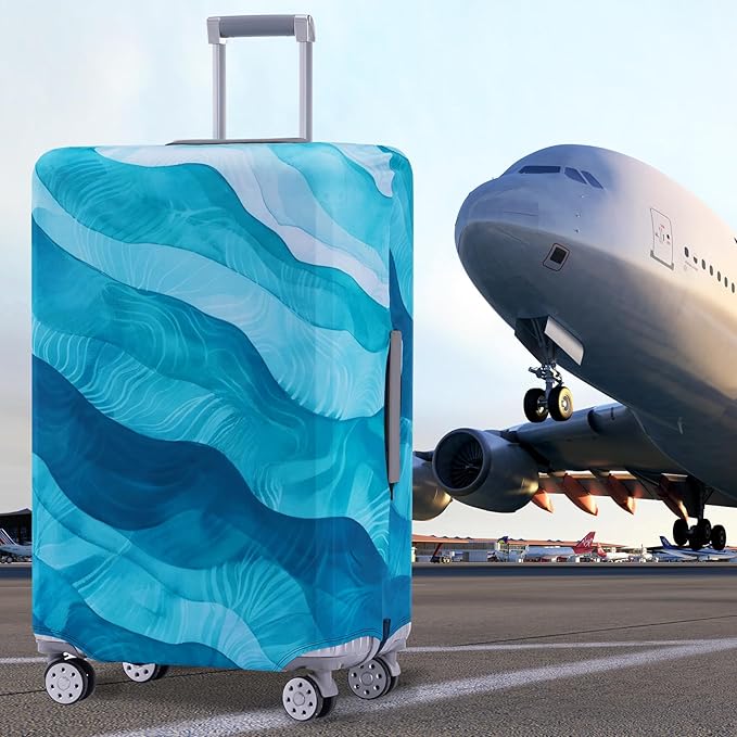 Travelkin Luggage Covers For Suitcase Tsa Approved,Suitcase Cover Protector Fit 18-32 Inch Luggage (Blue Wave, XL)