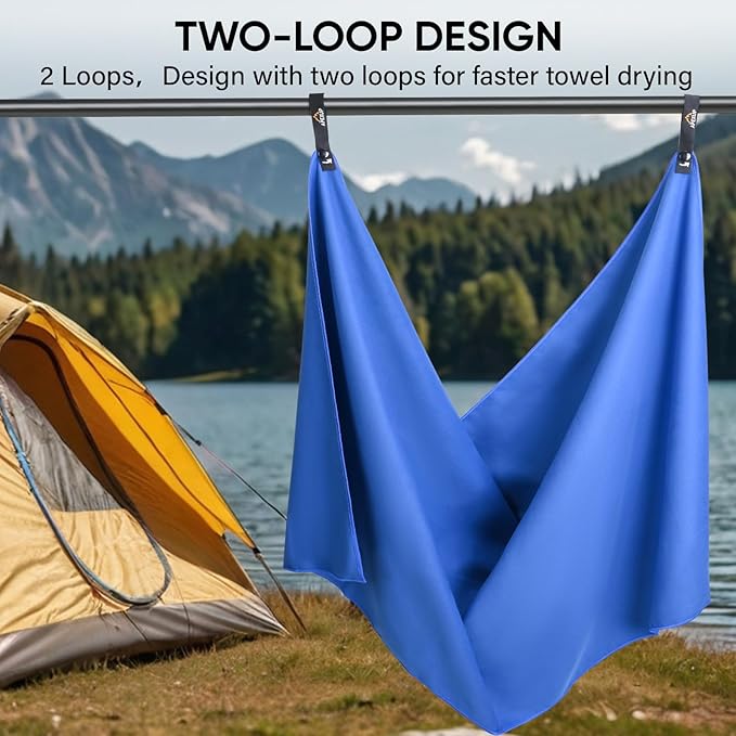 APEXUP Microfiber Travel Towel, Ultra Absorbent Quick Dry Towels, Lightweight Gym Sports Camping Towel for Workout, Yoga, Beach, Shower, Swimming (24"×12", Dark Blue)