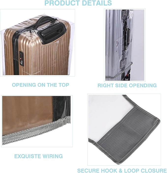 Clear PVC Suitcase Cover - Thick, Transparent, Waterproof & Dustproof - Wheeled Luggage Protector (20")